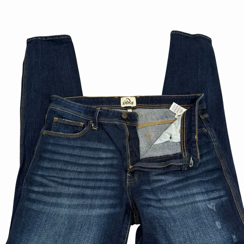 Jordache Vintage Mens Jeans Horse Cowboy 36x32 Distressed‎ Blue Denim Taper